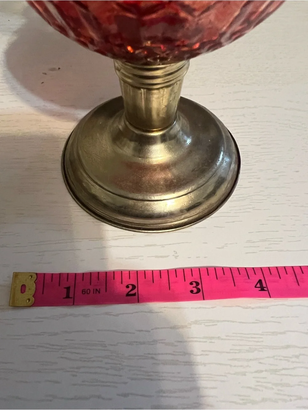 Red Glass Oil Lantern with Brass Accents - Home Accents